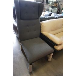 GREY BUTTON BACK TALL BACK CHAIR