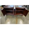 Image 2 : PAIR OF MAHOGANY GLASS TOP NIGHT STANDS