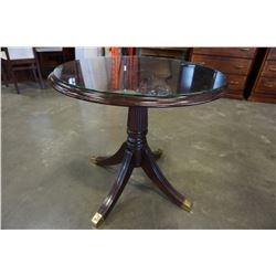 MAHOGANY GLASS TOP PARLOUR TABLE