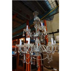 LARGE CHROME AND CRYSTAL CHANDELIER