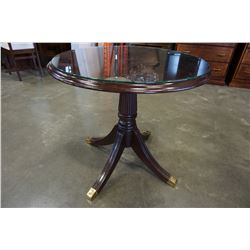 MAHOGANY GLASS TOP PARLOUR TABLE