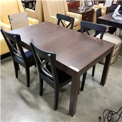 ESPRESSO FINISH DINING TABLE W/ 2 EXTENSIONS AND 4 CHAIRS