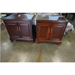 PAIR OF MAHOGANY GLASS TOP NIGHT STANDS