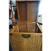 Image 3 : VINTAGE RATTAN TRUNK WICKER CHEST W/ BRASS EASTERN ACCENTS