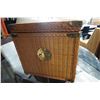 Image 5 : VINTAGE RATTAN TRUNK WICKER CHEST W/ BRASS EASTERN ACCENTS
