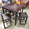Image 1 : BLACK BAR HEIGHT TABLE AND 4 BENTWOOD BAR STOOLS