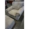 Image 4 : STUDDED UPHOLSTERED ARM CHAIR AND OTTOMAN