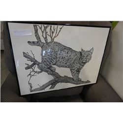 FRAMED BOBCAT VIEW ETCHING