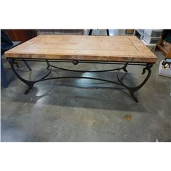 IRON BASE STONE TOP COFFEE TABLE