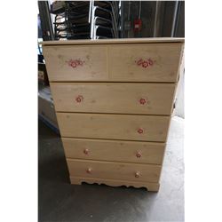 5 DRAWER HIGHBOY DRESSER W/ FLOWER HANDLES