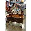 Image 1 : ANTIQUE VANITY DESK W/ SWIVEL MIRROR ON WHEELS