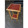 Image 1 : RED TILE TOP 2 TIER STAND AND GLASS TOP END TABLE