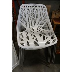 SET OF 6 WHITE PLASTIC PATIO CHAIRS