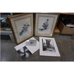 2 NORMAN ROCKWELL PRINTS AND 2 1950S PRINTS