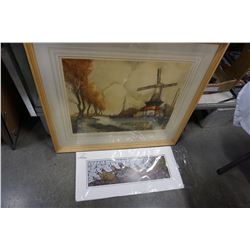 2 PRINTS, BIRDS AND WINDMILL