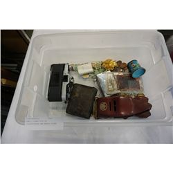 SMALL CLEAR TOTE OF COLLECTIBLES AND WORLD COINS