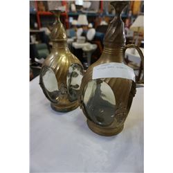 2 SLEEVED BRASS VASES