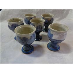 SET OF POTTERY WINE GOBLETS