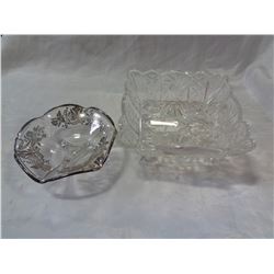 SILVER OVERLAY DISH AND PINWHEEL CRYSTAL DISH