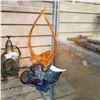 Image 1 : ORANGE CHALET ART GLASS DISH AND BLUE ART GLASS DISH