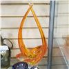 Image 2 : ORANGE CHALET ART GLASS DISH AND BLUE ART GLASS DISH