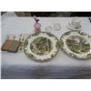 Image 1 : VINTAGE CHINA AND CRYSTAL DRESSER, DISH, AND PERFUME BOTTLE