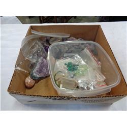 BOX OF PRECIOUS STONES AND JEWELLERY BEADS