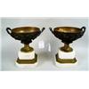 Image 1 : A PAIR OF CAST METAL FOOTED URNS, embossed  grape