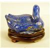 Image 1 : A CARVED BLUE STONE FIGURAL OF DUCK, 3"l on stand