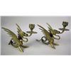 Image 1 : A PAIR OF BRASS DRAGON-FORM CANDLESTICKS, 6"h