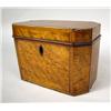 Image 1 : A ENGLISH BURLED WOOD HEXAGONAL INLAID TEA CADDY,