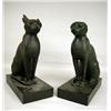 Image 1 : TWO BRONZE-PATINATED WHITE METAL CAT-FORM BOOKEND