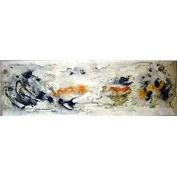 A LACQUER ON PELLON ABSTRACT 34" x 11"