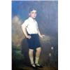 Image 1 : AN OIL ON CANVAS Full-length portrait of a boy, s