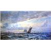 AN OIL ON CANVAS Depicting ships at sea, the reve