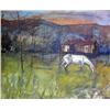 Image 1 : AN OIL ON CANVAS Depicting a rural farm with whit