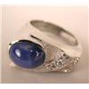 Image 1 : A 14K WHITE GOLD, DIAMOND AND BLUE STAR SAPPHIRE 