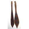 Image 1 : TWO PAINTED AND CARVED PINE PADDLES