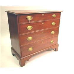 A CHIPPENDALE RED-STAINED MAPLE CHEST OF DRAWERS 