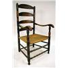 Image 1 : A BLACK-PAINTED TURNED MAPLE LADDER-BACK ARMCHAIR