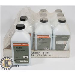 EIGHT 500ML BOTTLES OF STIHL TWO CYCLE ENGINE OIL