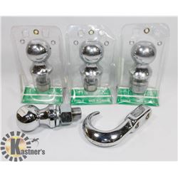 BUNDLE OF ASSORTED TRAILER HITCH BALLS AND MORE