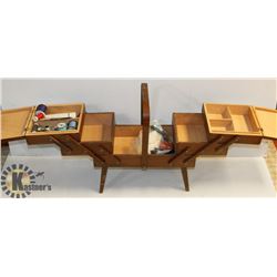 ANTIQUE SEWING BOX FULL OF SUPPLIES