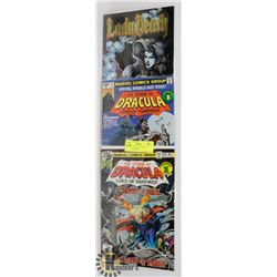 3 COLLECTOR LADY DEATH, DRACULA COMICS