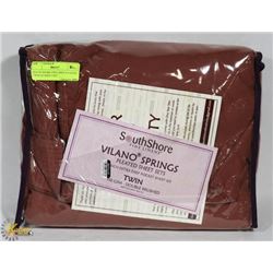 SOUTH SHORE FINE LINEN PLEATED TWIN SZ SHEET SET