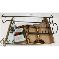 FLAT OF ASSORTED CANDLES AND CANDLE HOLDERS