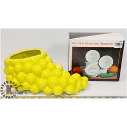 SET OF 6 GLASS GRAPE RAMEKINS.