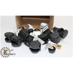 BOX FULL OF NEW CASTORS / 4 ASSORTED SETS