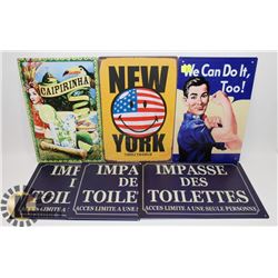 LOT OF 6 ASSORTED METAL SIGNS (8" X 12")