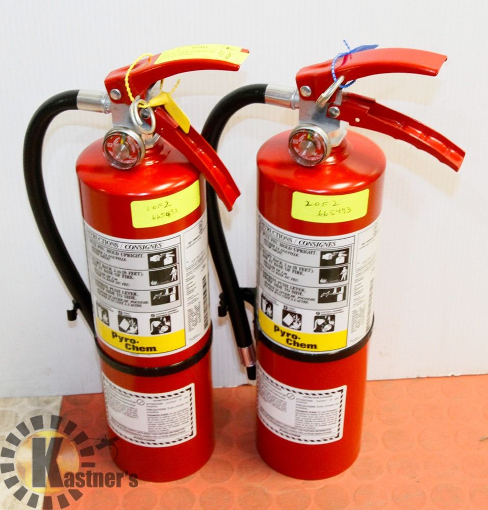 LOT OF 2 PYRO-CHEM 5 LB ABC FIRE EXTINGUISHERS.